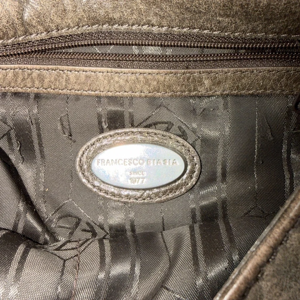 Francesco Biasia Genuine‎ Leather Hobo Bag Shoulder Bag Purse Ex Lg Brown